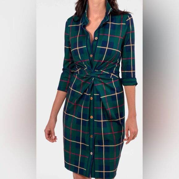 Gretchen Scott Designs Dresses & Skirts - Gretchen Scott Twist and Shout Plaid Button-Down Dress size M